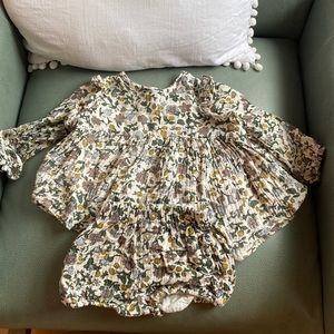 Rylee+Cru Floral Linen Long Sleeve Blouse and Matching Bloomers